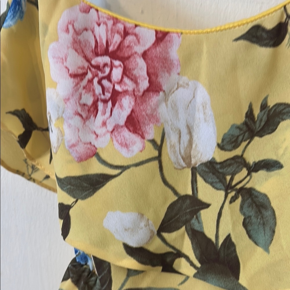 Everly Yellow Floral Ruffle Romper - Picture 2 of 9